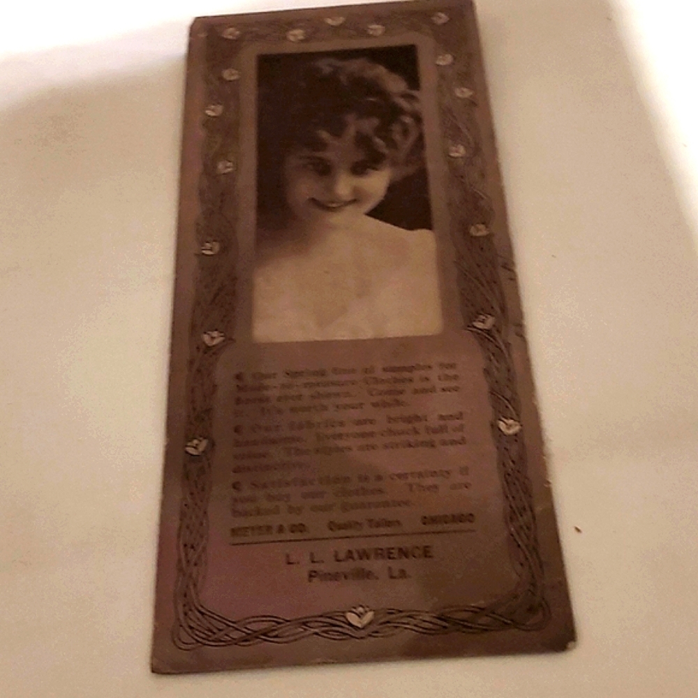 VTG 1913Advertising Card L.L.Lawrence with Victorian Lady Pineville LA Collector
